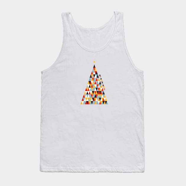 Colorful Christmas Tree Illustration Tank Top by showmemars